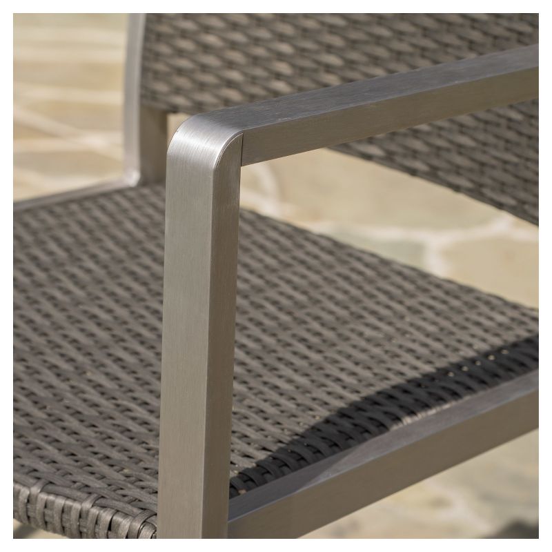 Cape Coral Set of 2 Aluminum and Wicker Barstools - Gray - Christopher Knight Home