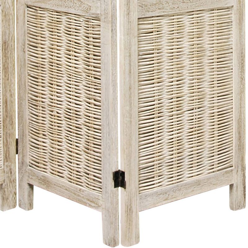 5 1/2 ft. Tall Bamboo Matchstick Woven Room Divider - Burnt White (4 Panel)