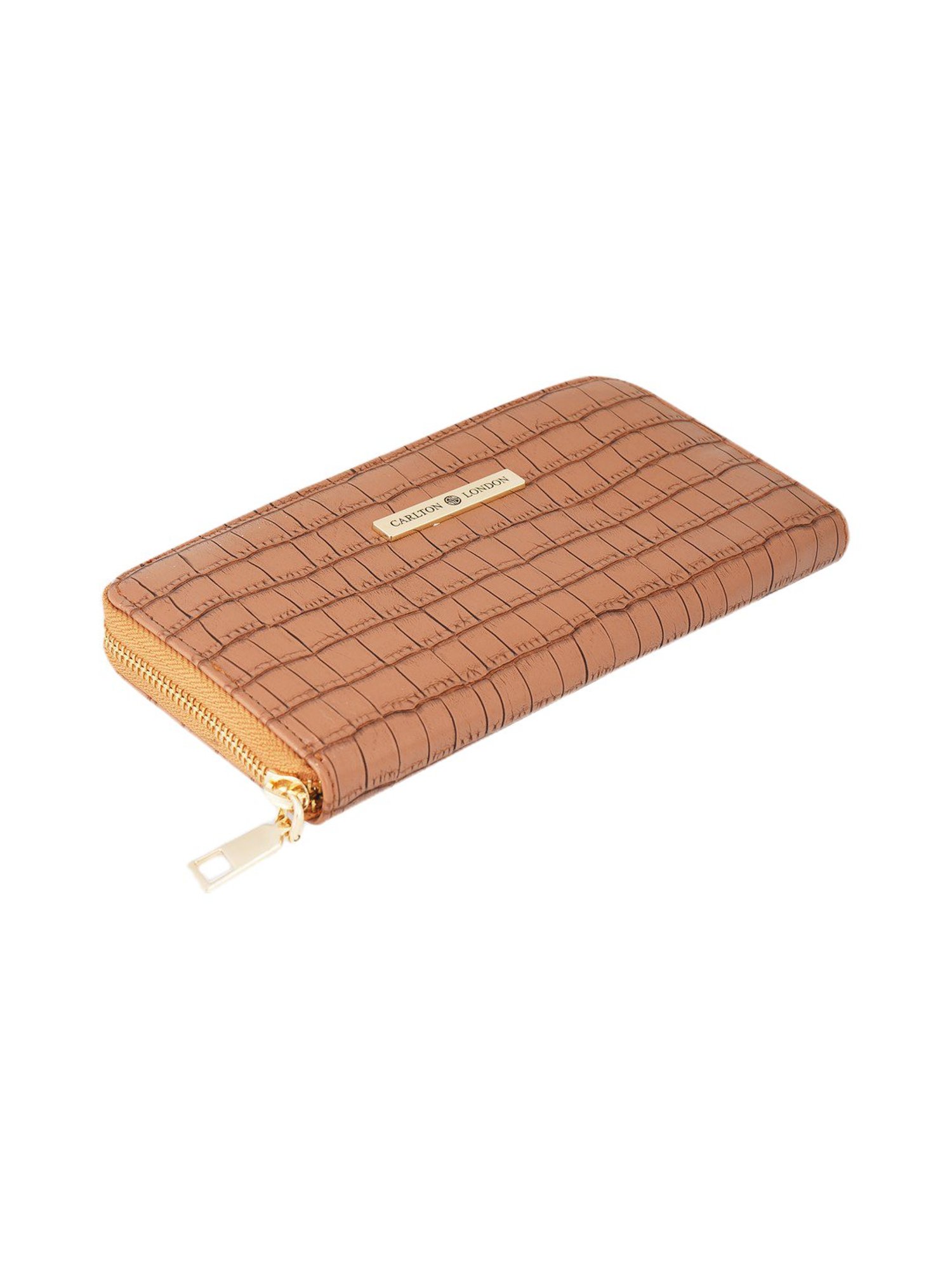 Carlton London Tan Textured Small Zip around Wallet for Women