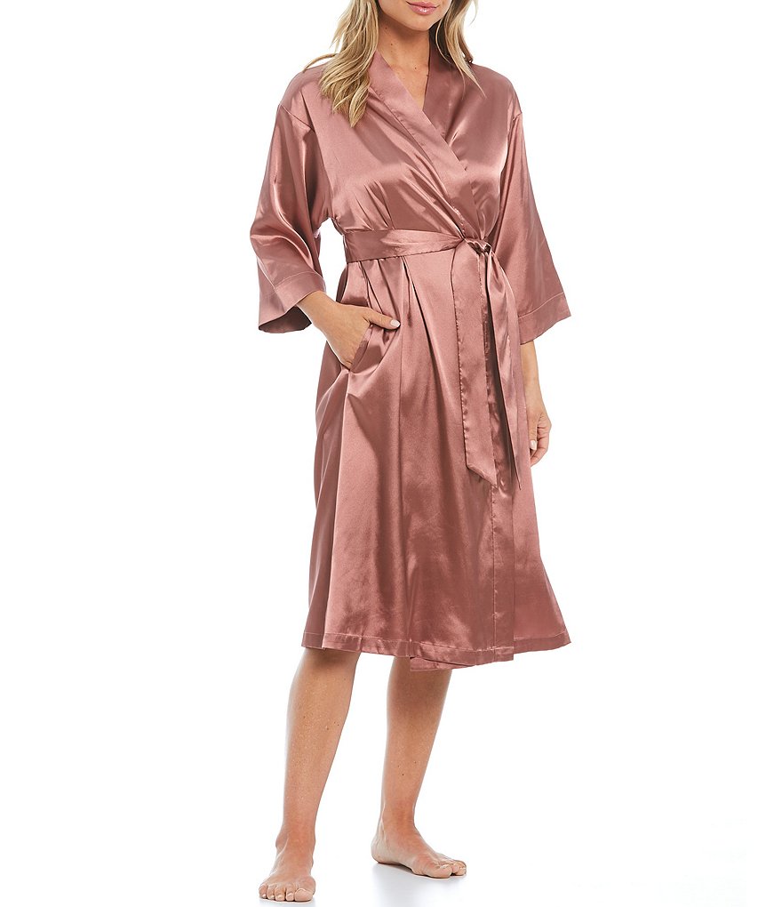 Lauren Ralph Lauren Paisley Print Satin Short Wrap Robe