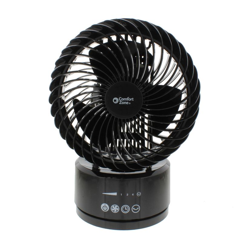 Comfort Zone 6" Oscillating Globe Fan with Remote Black