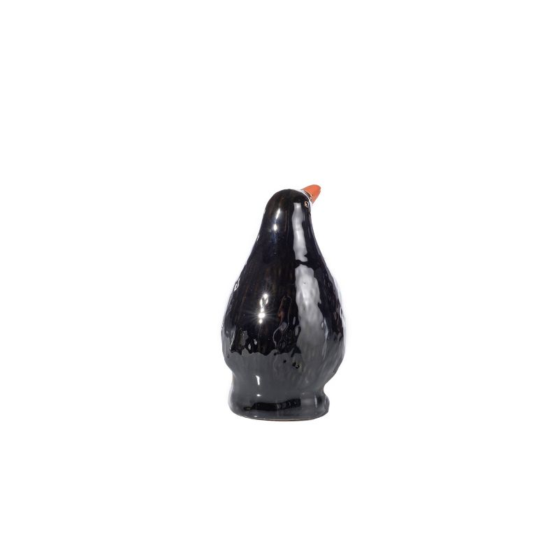 9" Handmade Glazed Ceramic Penguin Statue Black/White - Alfresco Home LLC