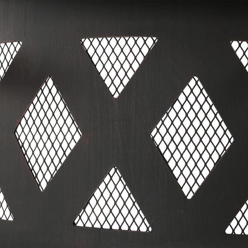 Sunnydaze Outdoor Camping or Backyard Round Crossweave Cut Out Fire Pit with Spark Screen, Log Poker, and Cover - 36"