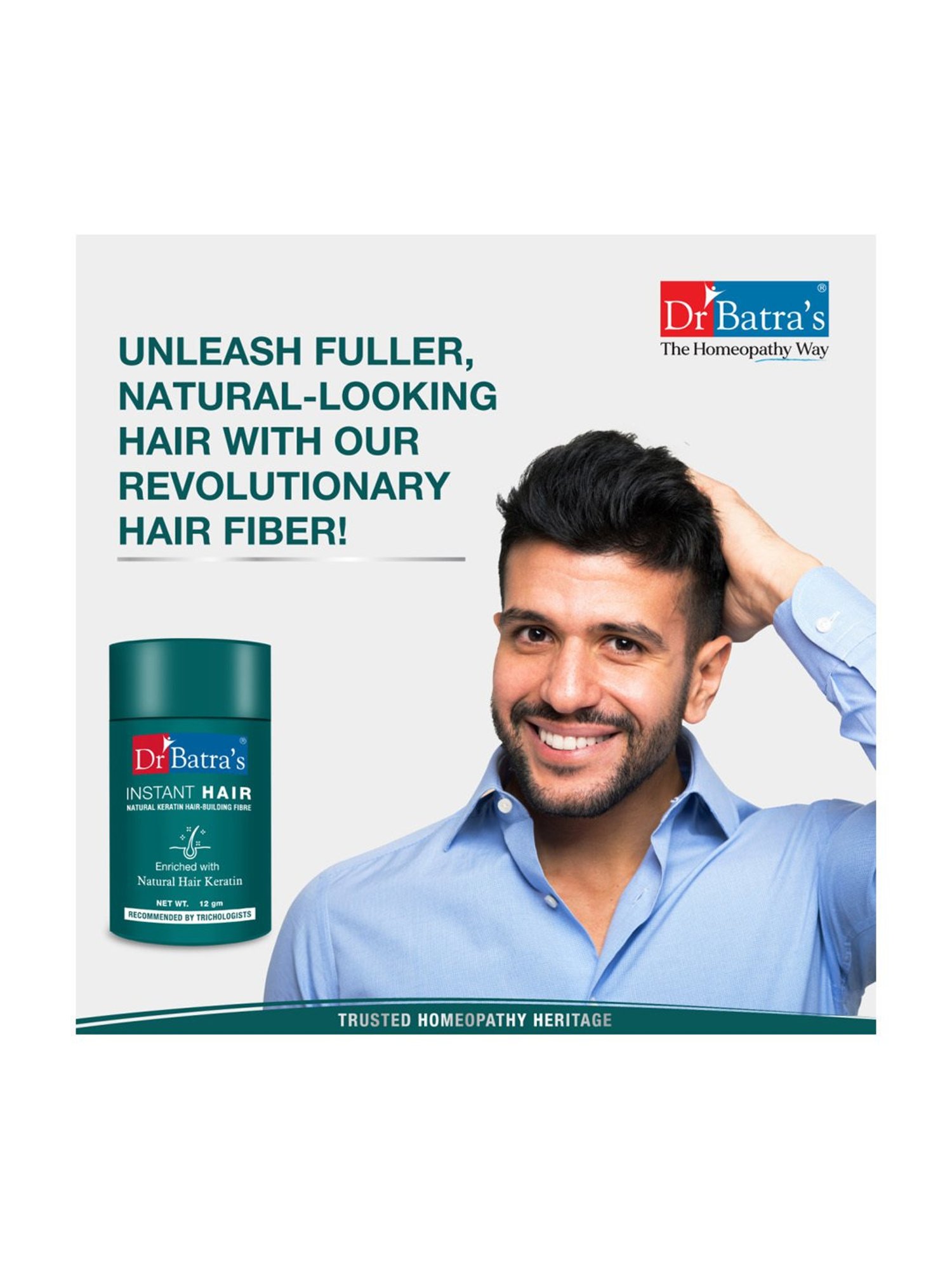 Dr. Batra's Instant Hair Natural Keratin Hair Building Fibre Dark Brown - 12 gm