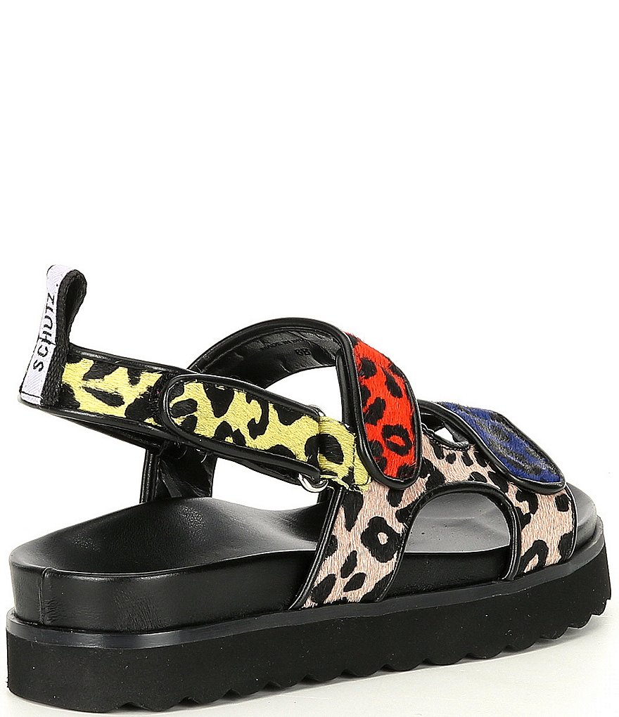 Schutz Zaha Leopard Print Haircalf Platform Sandals