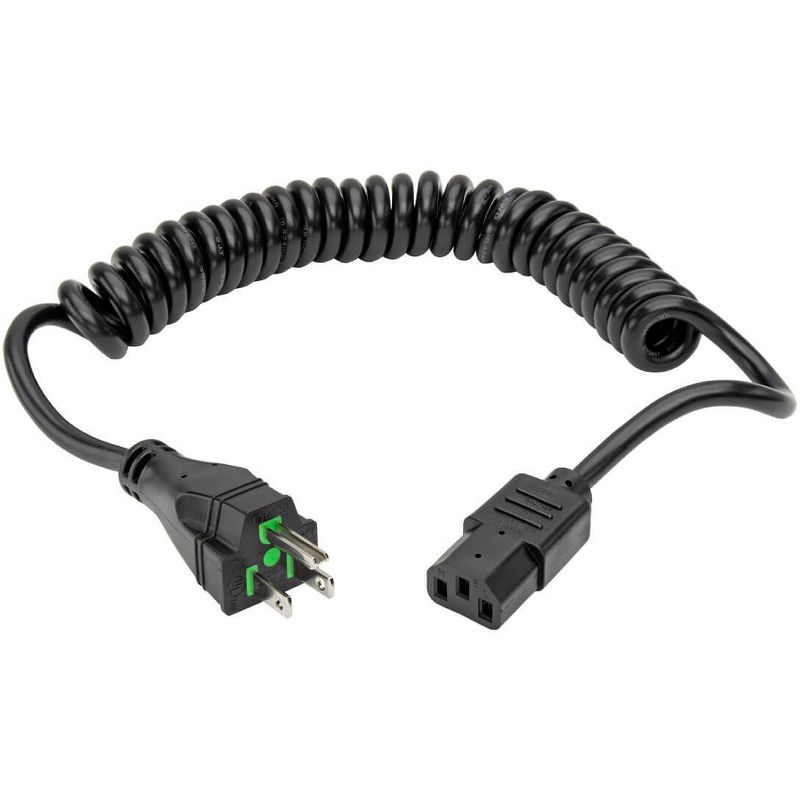 Tripp Lite 8ft Computer Power Cord Coiled Hospital Medical Cable 5-15P to C13 10A 18AWG 8' - For Computer, Scanner, Printer, Monitor
