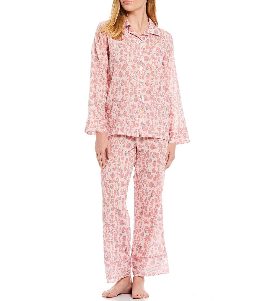 Papinelle Cheetah Print Long Sleeve Lightweight Voile Coordinating Pajama Set