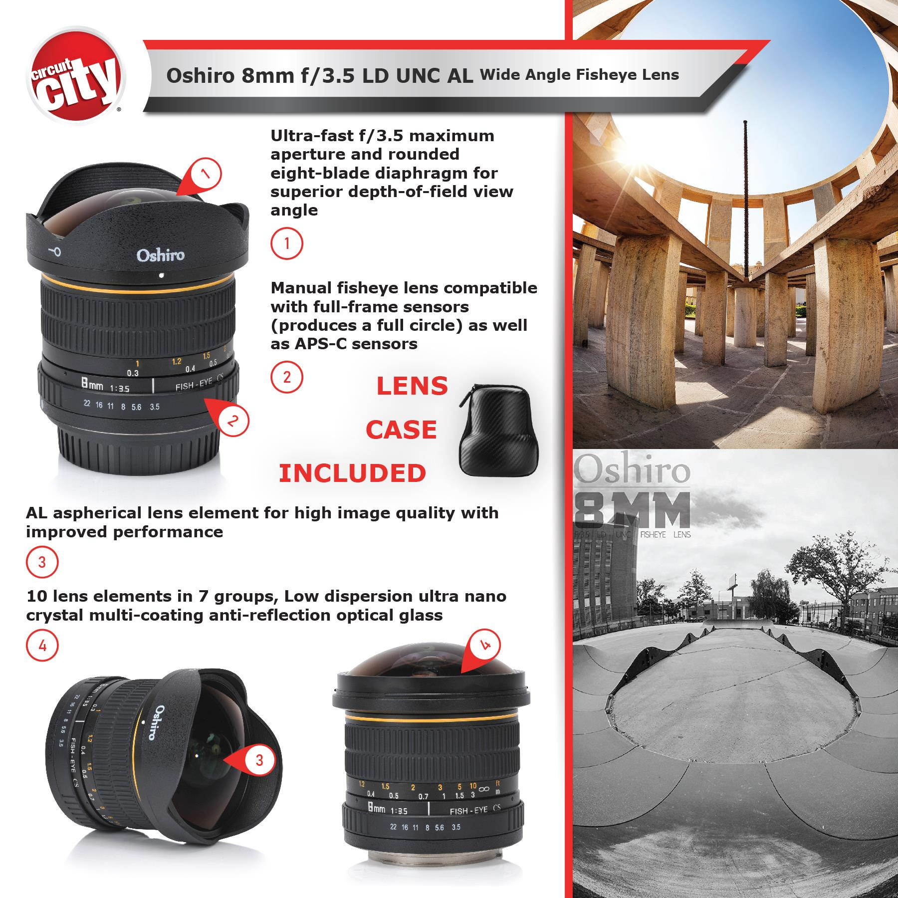 Oshiro 135mm f/2.8 LD UNC AL Telephoto Full Frame Prime Lens for Canon Digital SLR Cameras Bundle with Oshiro 35mm f/2 LD UNC AL Wide Angle Full Frame Prime Lens and Accessories (9 Items)