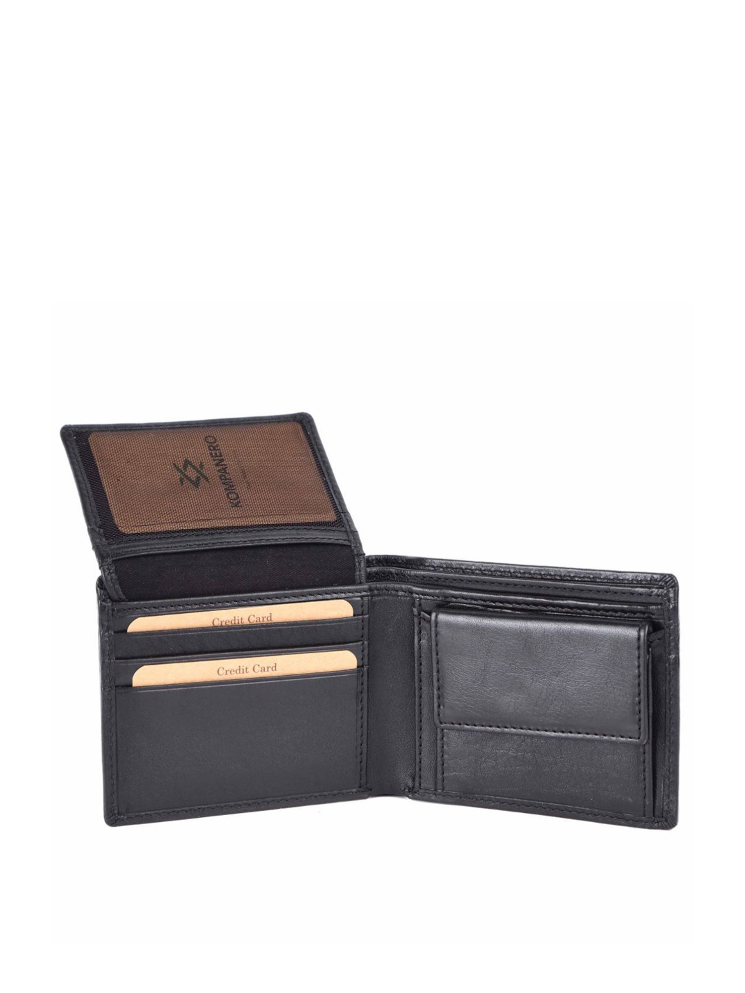 KOMPANERO Alexander Black Leather Textured Bi-Fold Wallet