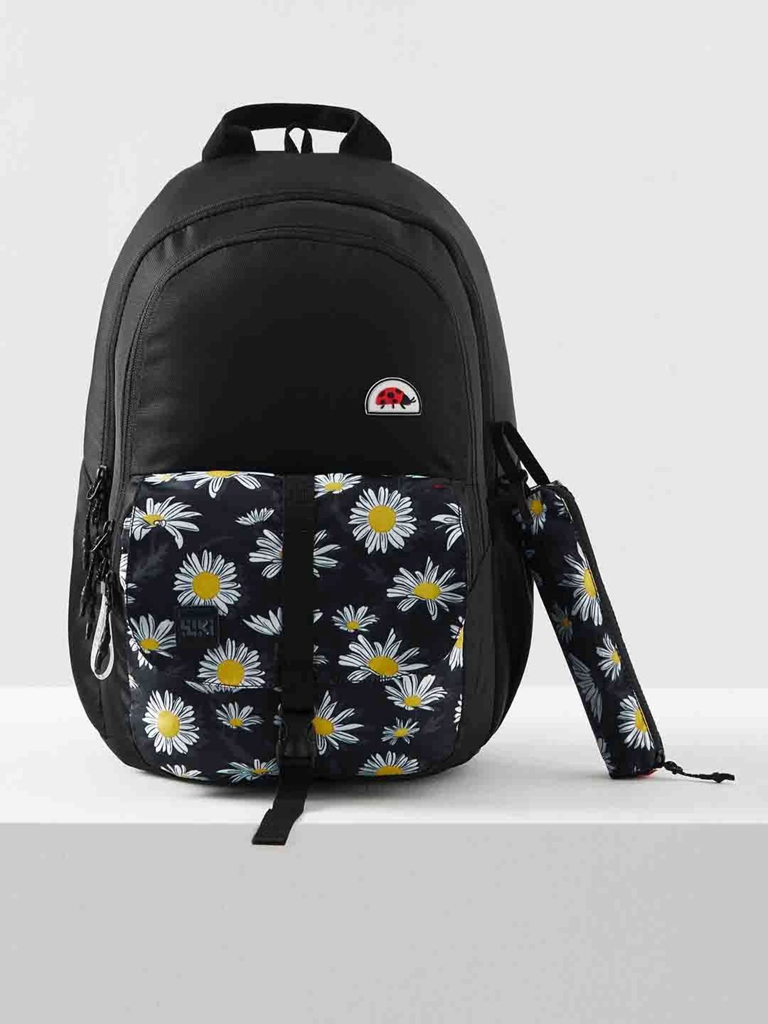 Wiki Back to School Pack Plus Black Polyester Printed Backpack - 22 Ltrs