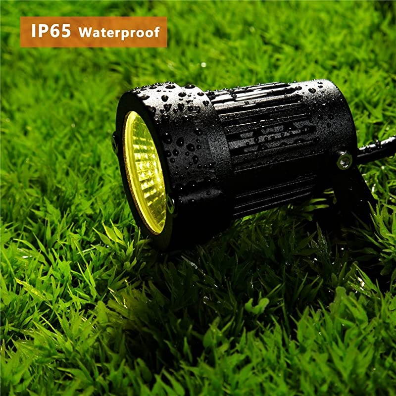 Landscape LED Lighting 5W Waterproof Graden Lights COB Led Spotlights with Spiked Stand for Lawn Decorative Lamp US 3 Plug 3500K Warm White Lights 2 Packs
