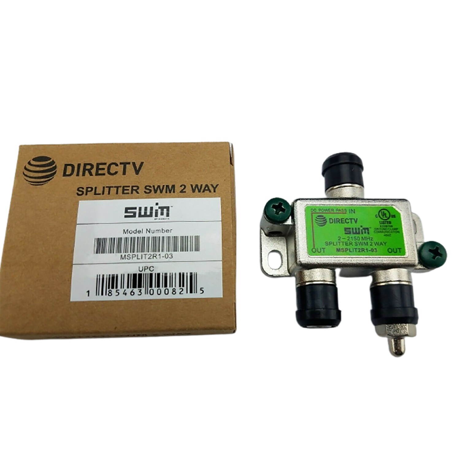 Directv [mrv] Swm 2 Way Splitter 2-2150 Mhz 1 Port Power Passing Weather Se [msplit2]