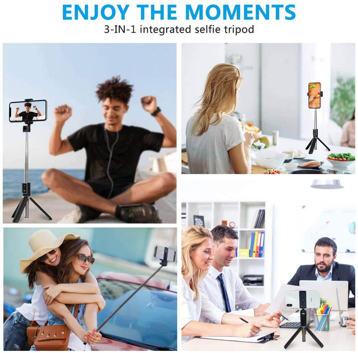 Selfie Stick Tripod, Extendable Selfie Stick with Detachable Wireless Remote and Tripod Stand Selfie Stick for iPhone 11/11 pro/X/8/7/6s/6,Samsung Galaxy S10/S9/S8/S7/Note 9/8,Huawei and More