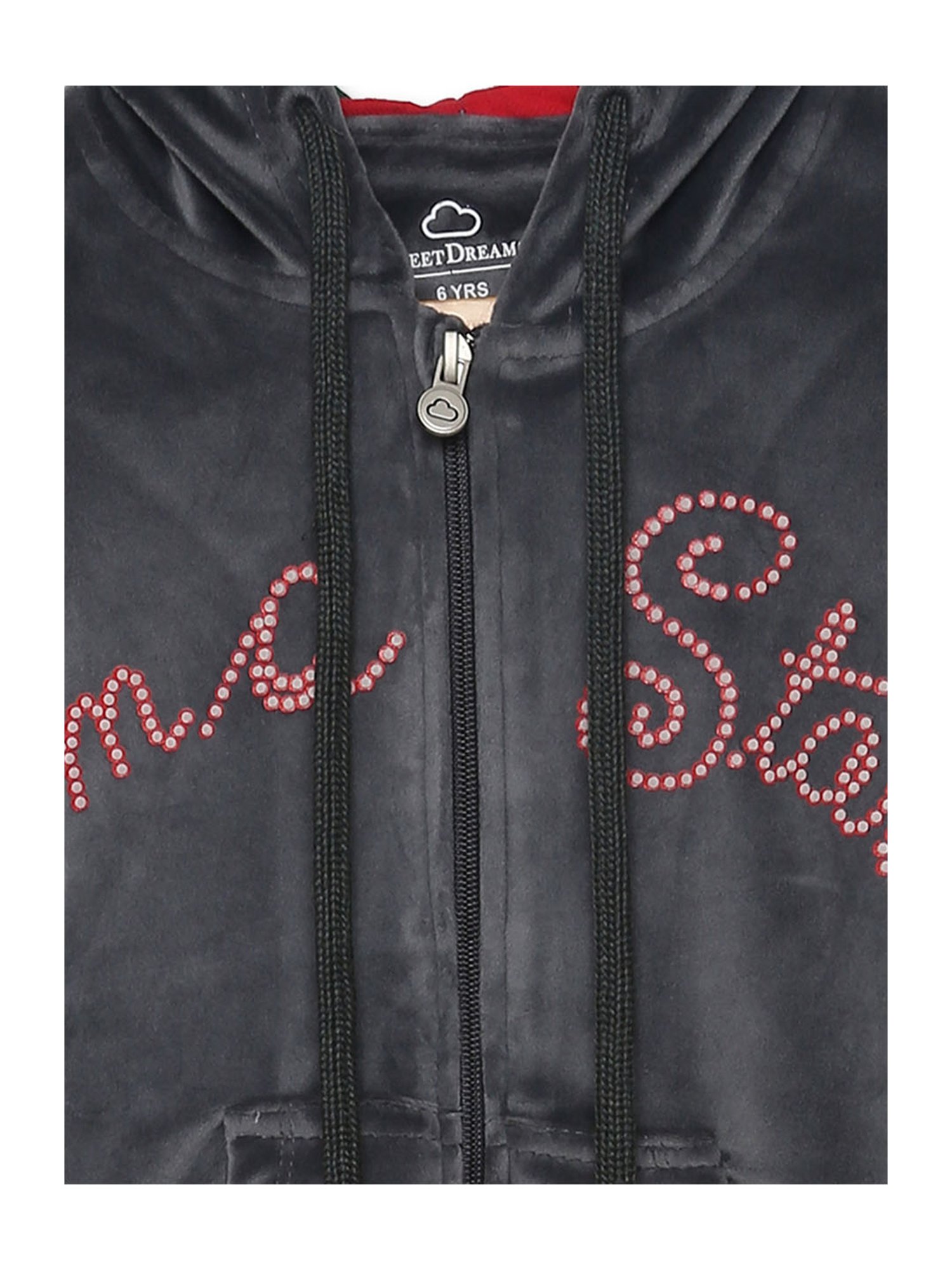 Sweet Dreams Kids Smoke Grey Graphic Print Hoodie with Trackpants