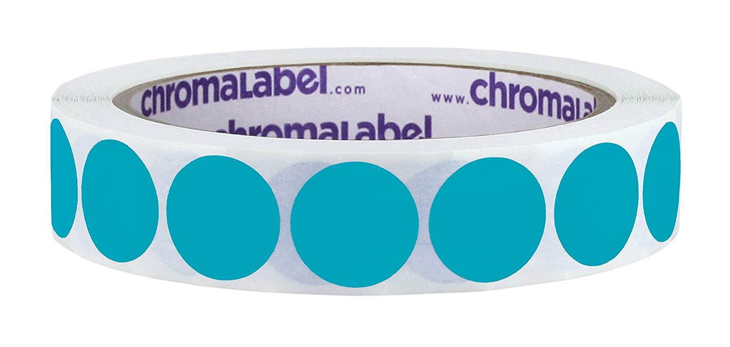 ChromaLabel 3/4 inch Removable Color-Code Dot Labels | 1,000/Roll (Teal)