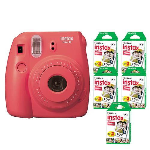 Fujifilm Instax Mini 8 Fuji Instant Film Camera Rasberry + 100 Sheets Instant Fi