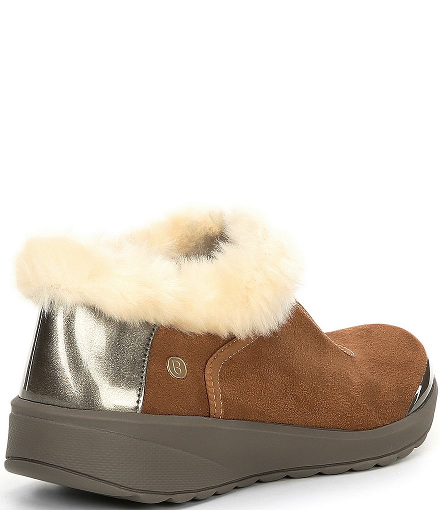 Bzees Golden Zip Front Faux Fur Lined Washable Wedge Booties