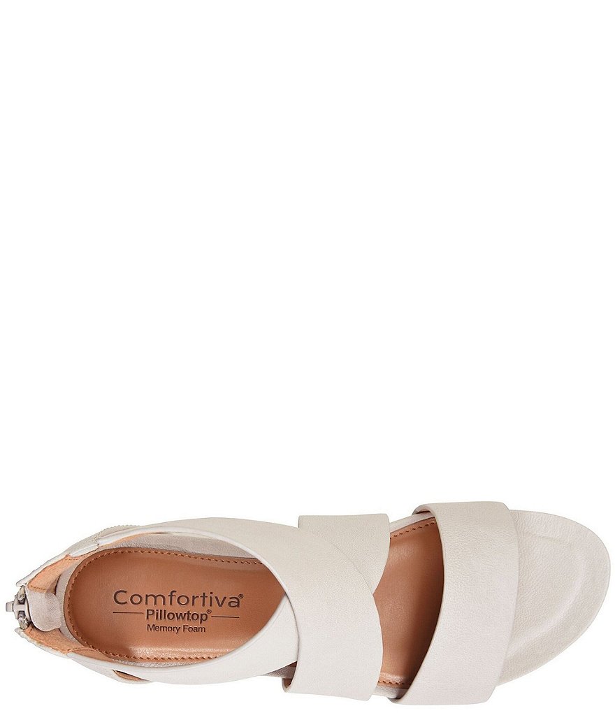 Comfortiva Pacifica Leather Criss-Cross Strap Sporty Wedge Sandals