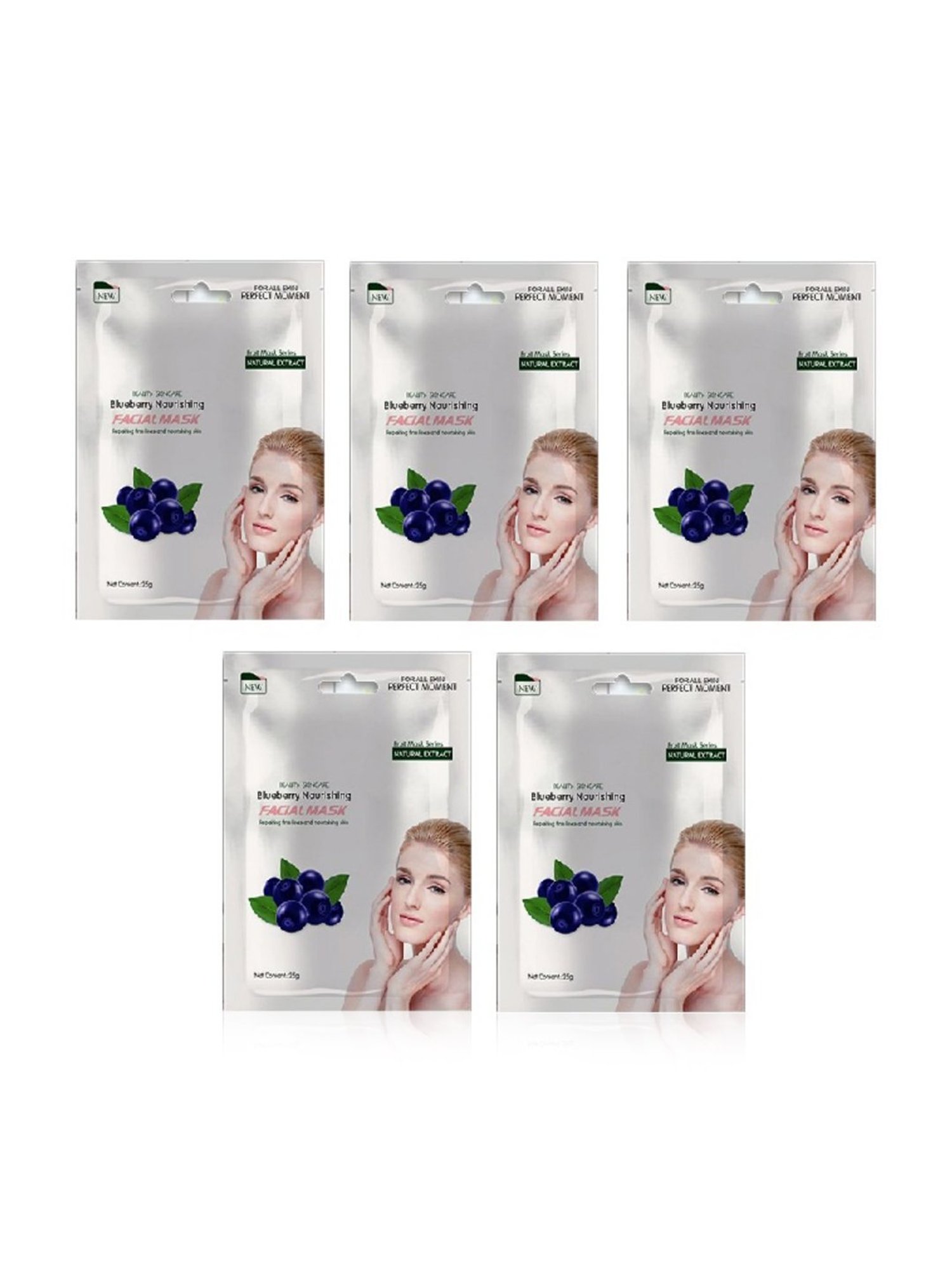 MONDSUB Blueberry Nourishing Sheet Masks (Pack of 5) - 25 gm Each