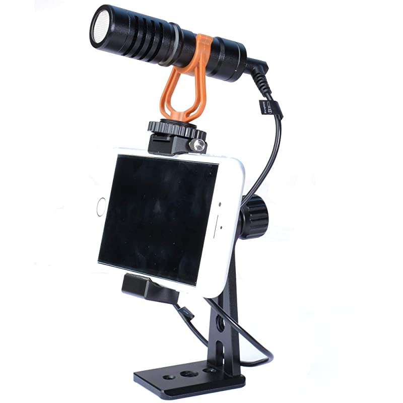 Phone Tripod Mount Adapter with Cold Shoe  Smartphone Tripod Holder Clip Metal 360 degree Rotation Vertical Cell Phone Bracket Compatible with iPhone Samsung Galaxy Huawei LG Google C10