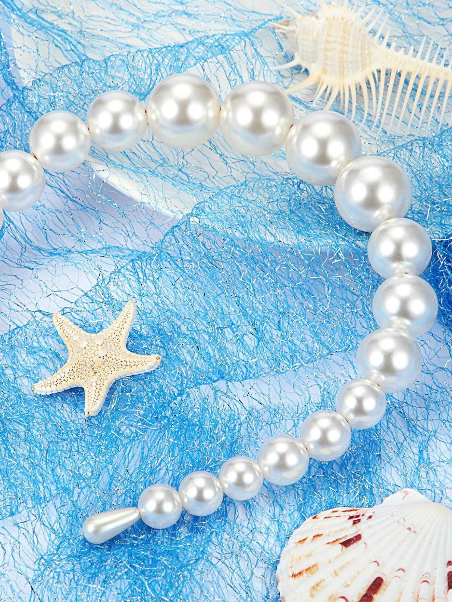 OOMPH White Pearls Wedding Hair Band