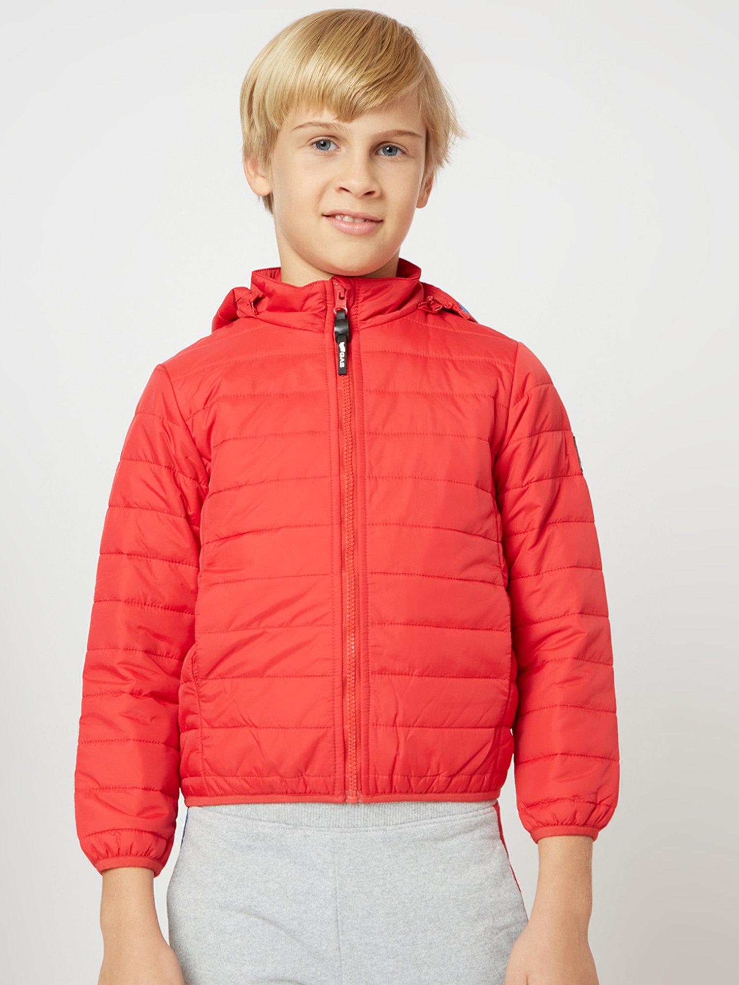 GAS Kids Red Solid Full Sleeves Puffer Jacket