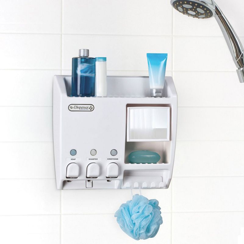 Better Living 73350 Ulti Mate 3 Chamber Shower Dispenser with Shelf and Mirror