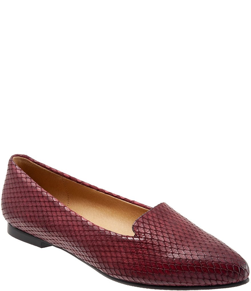 Trotters Harlowe Pattern Detail Leather Flat Loafers