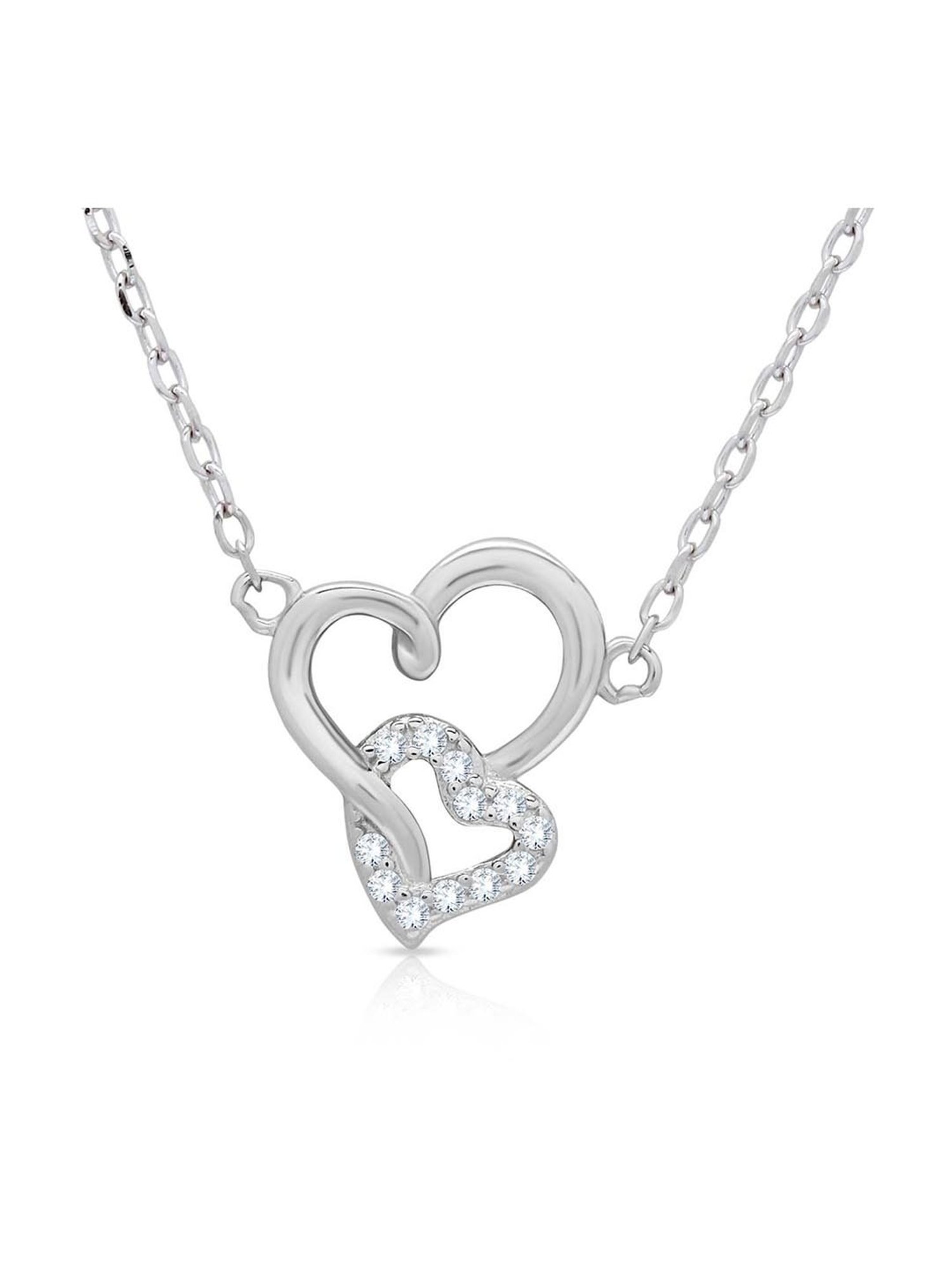 Anayra 92.5 Sterling Silver Heart Pendant with Chain for Women