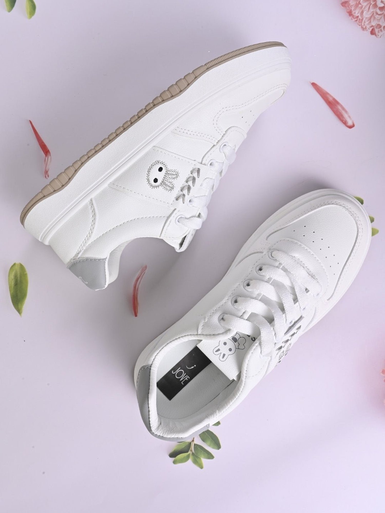 Jove Women's White & Grey Sneakers