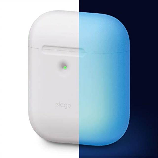 elago airpods 2 silicone case front led visible supports wireless charging, extra protection, 2019 latest model  for airpods 2 wireless charging case nightglow blue