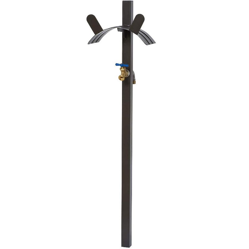 Liberty Garden LBG-693-T Steel Freestanding Industrial Garden Water Hose Stand with Brass Bib Holds up to 150' of 5/8" Hose, Bronze