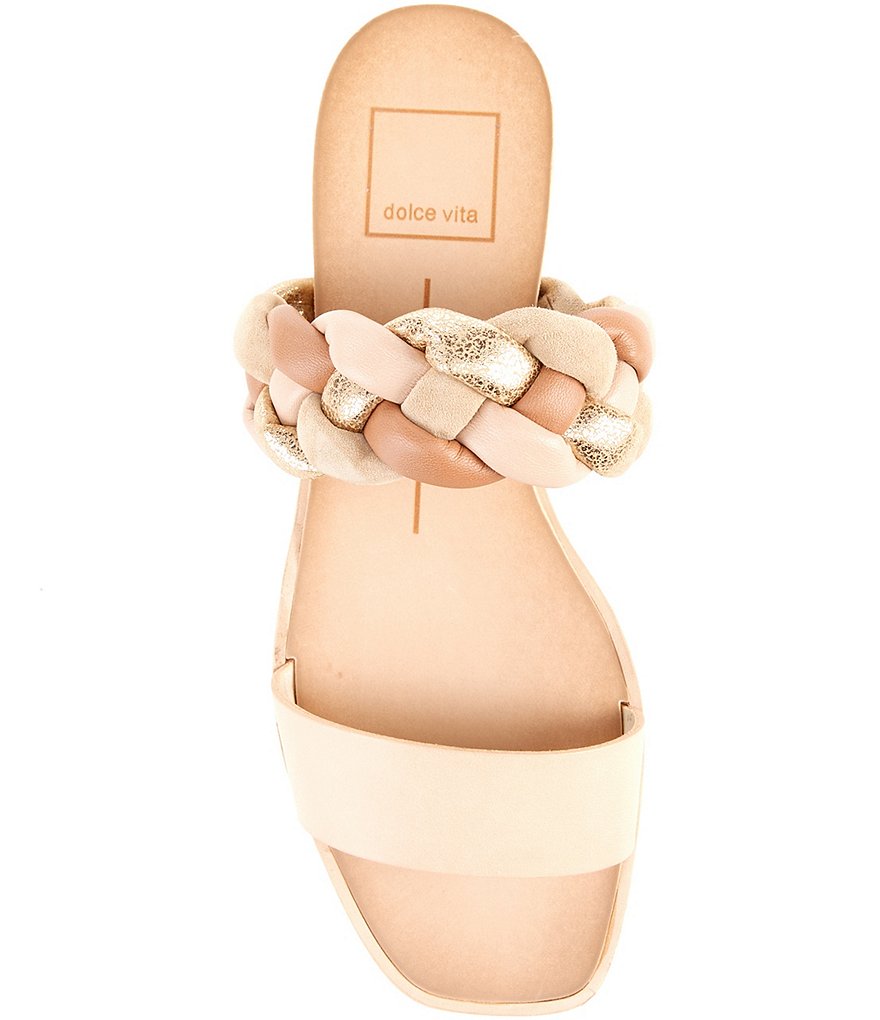 Dolce Vita Persey Leather Multi Braided Strap Wedge Slides