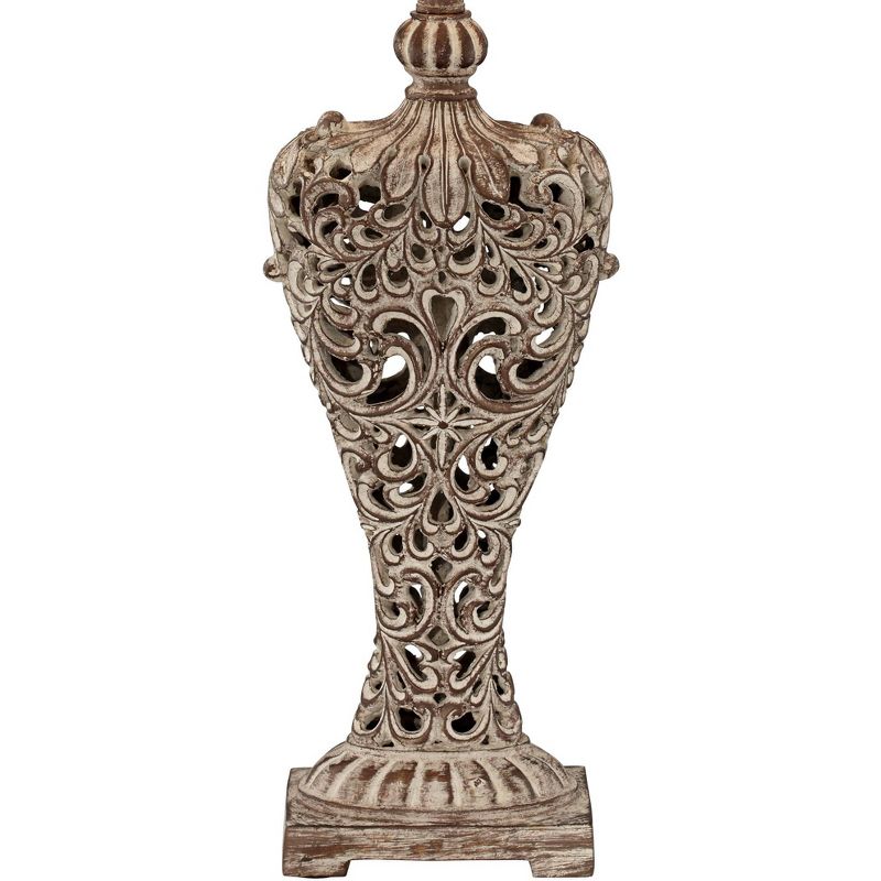 Regency Hill Antique Table Lamp Classic Gold Open Scroll Off White Oval Shade for Living Room Family Bedroom Bedside Nightstand