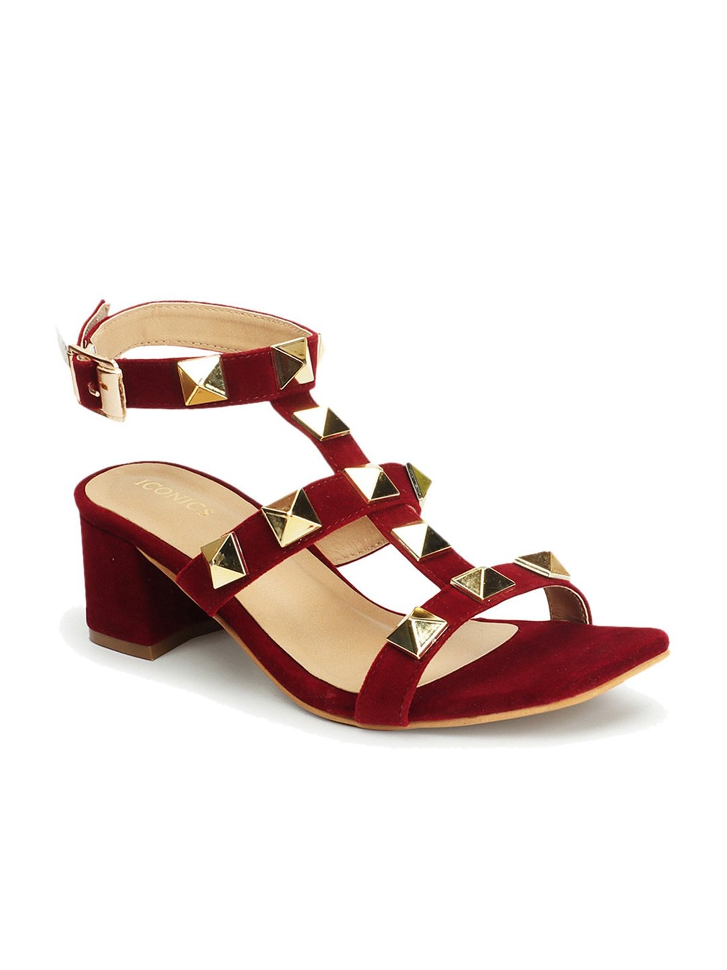 Iconics Women's Maroon Ankle Strap Sandals