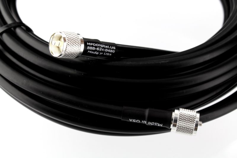 USA Made RG-8u-PL259-60ft  RG213 HF UHF VHF  Coax Antenna RF Cable with Silver Teflon UHF Connectors 60 Feet