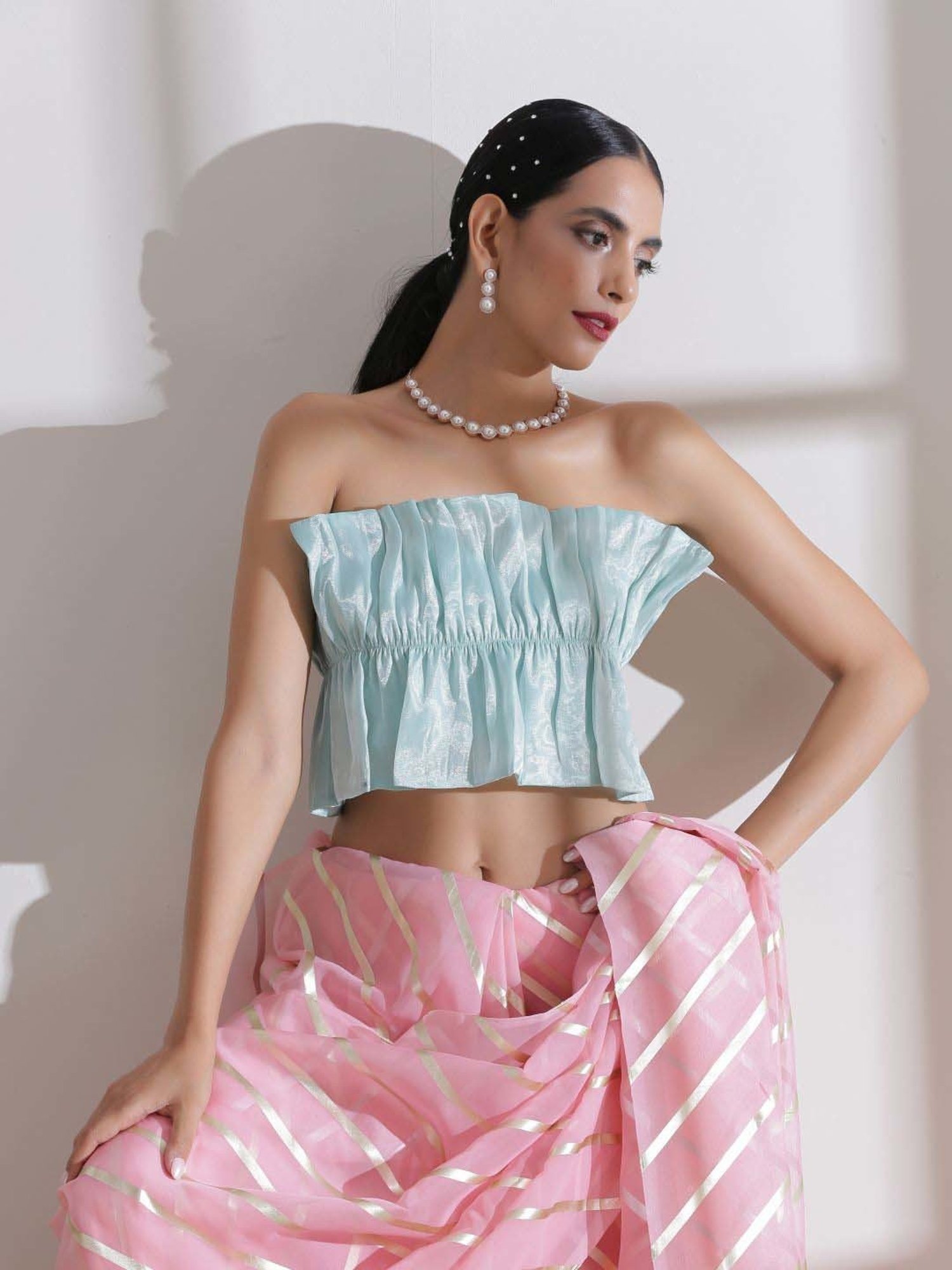 Swtantra Blue Plain Readymade Blouse