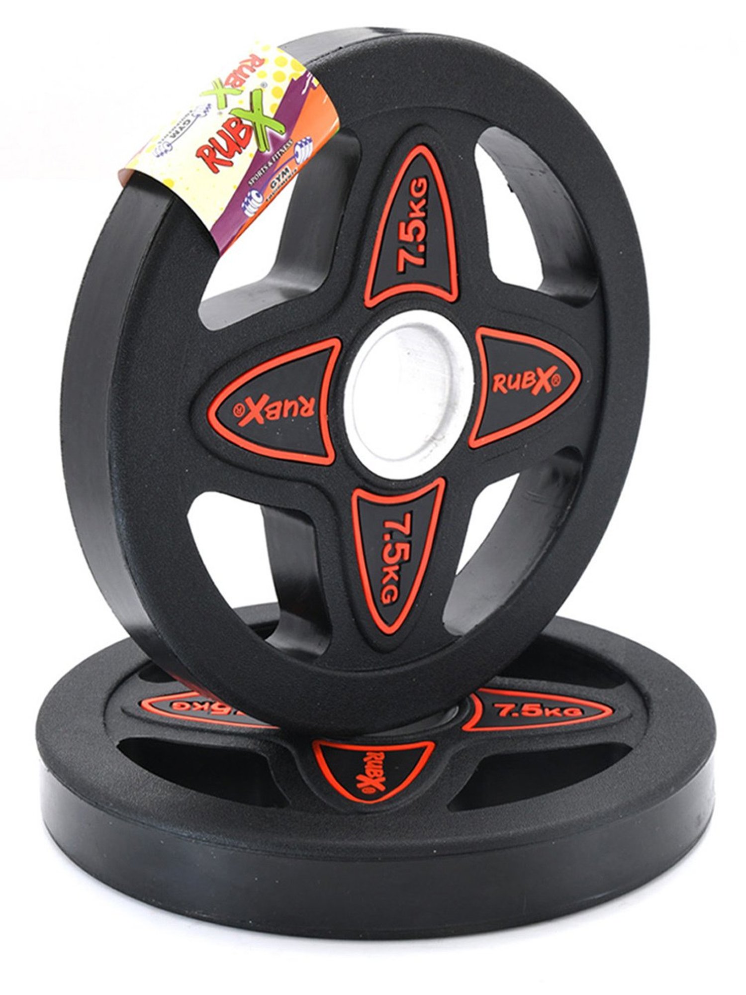 RUBX Rubber Coated Solid Weight Plate (31 MM Home Gym Weight Plates, 7.5 Kg x 2pc (Total = 15 kg))