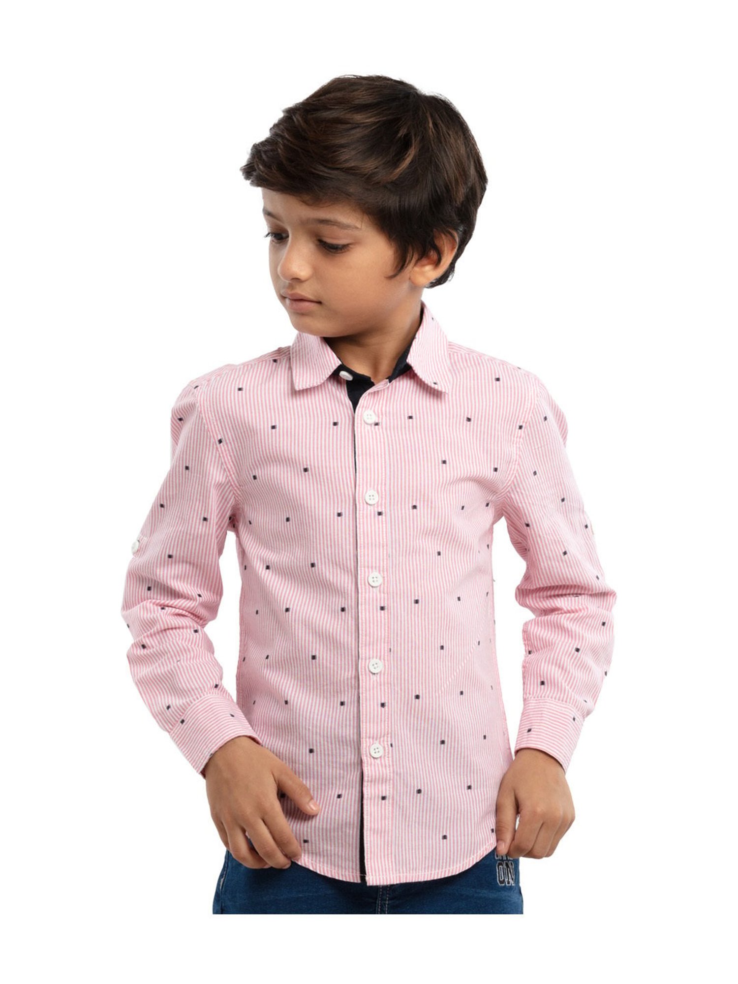 Under Fourteen Only Kids Pink Printed Full Sleeves Shirt