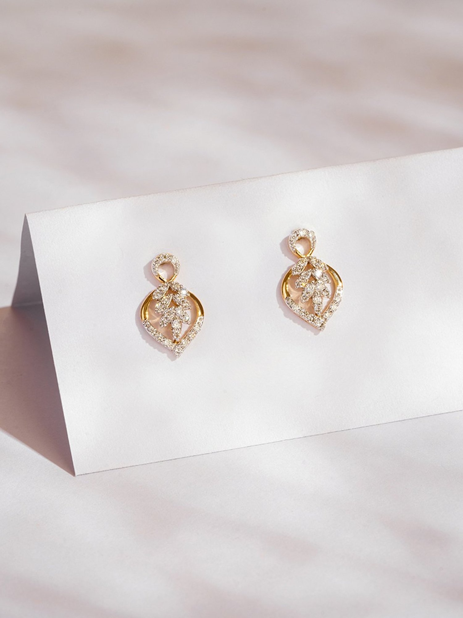 P.N.Gadgil Jewellers 14k Gold Infinity Drop Diamond Earrings For Women