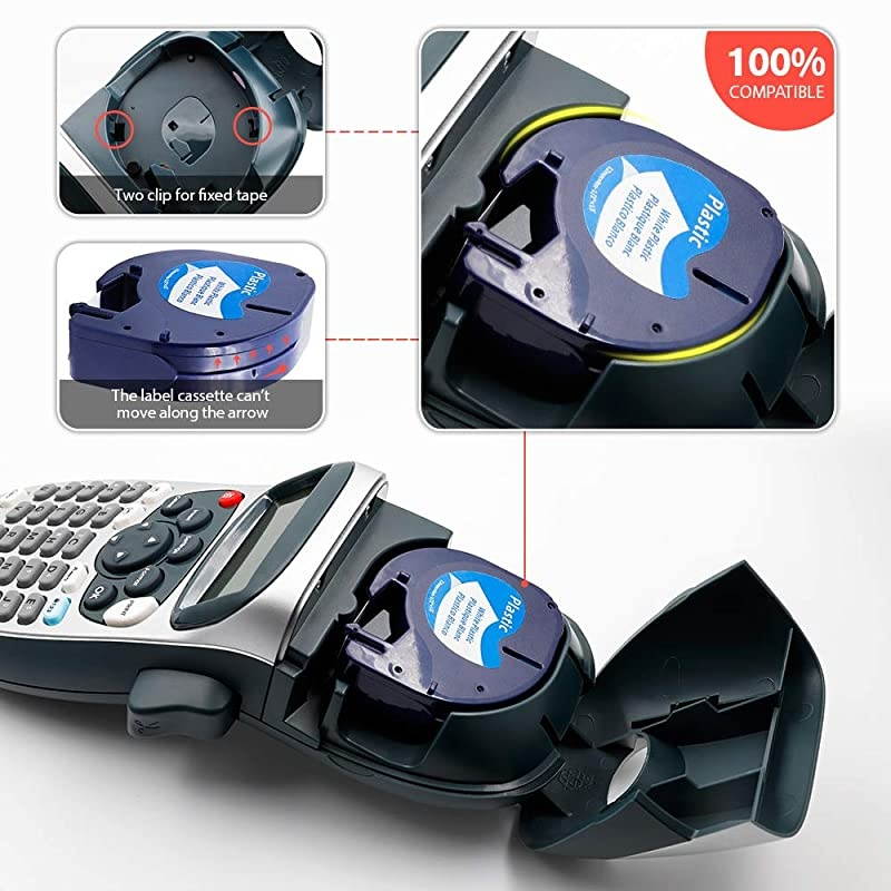Compatible Tape Replacement for DYMO LetraTag PaperPlastic Refill 12 x 13 for dymo Letra Tag LT100H LT100T Plus Maker 91330 16952 91331 91332 91333 91334 91335 7Pack