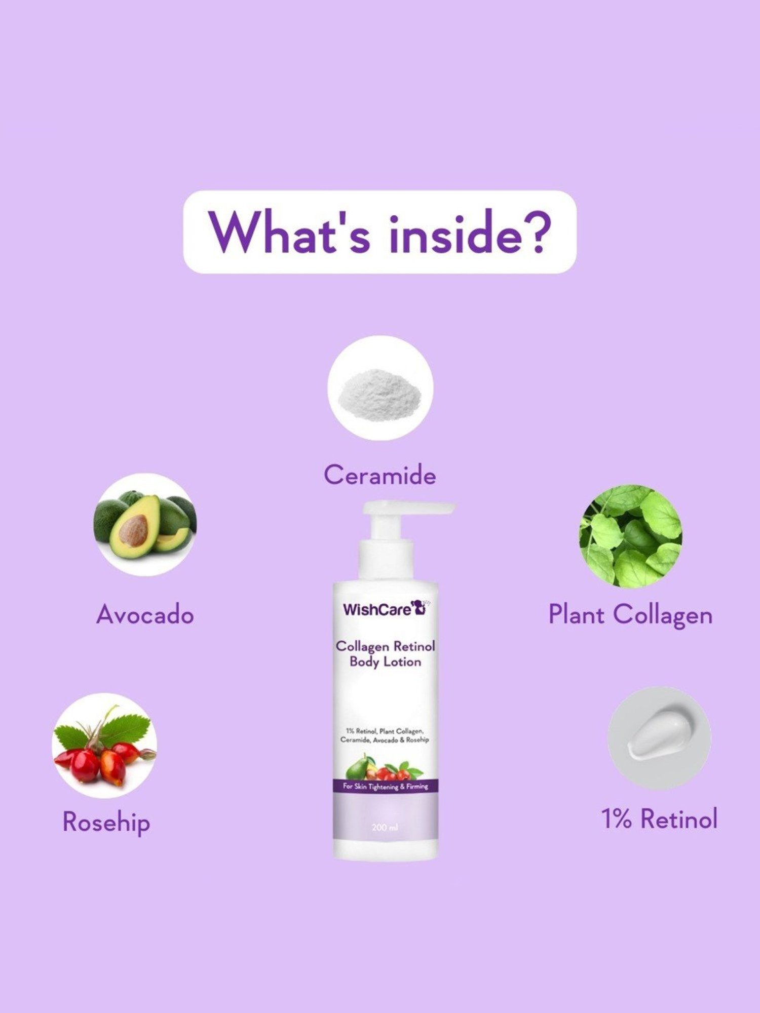 Wishcare Ceramide, Avocado & Rosehip Collagen Retinol Body Lotion - 200 ml