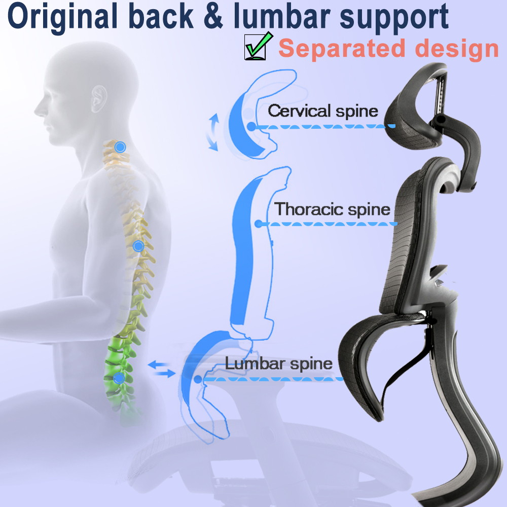 High Back Ergonomic Office Chair - Adjustable Headrest Mesh Task Chair Reclined and Lockable Executive Chair with Lumbar Support Comfortable Swivel Computer Chair with Armrest - Black