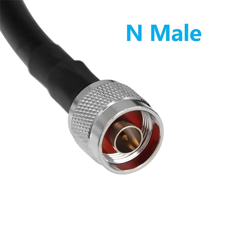 100 ft Low-Loss Coaxial Extension Cable (50 Ohm) SMA Male to N Male Connector,  Pure Copper Coax Cables for 3G/4G/5G/LTE/ADS-B/Ham/GPS/WiFi/RF Radio to Antenna or Surge Arrester Use (Not for TV)