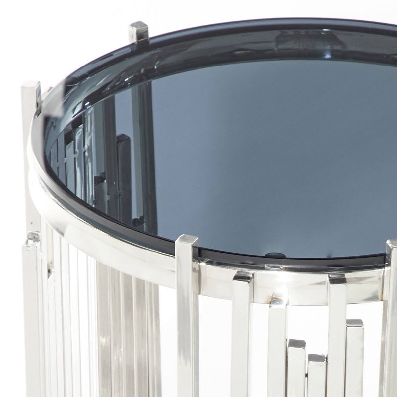 Contemporary Stainless Steel and Smoked Glass Accent Table Silver - Venus Williams Collection
