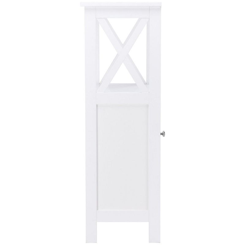 Costway Floor Cabinet Bathroom Organizer Floor Towels Storage Cabinet Single Door