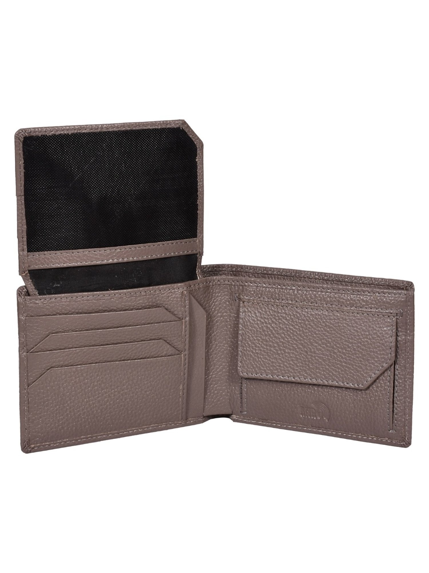 SASSORA ARLO Grey Leather Textured Bi-Fold Wallet