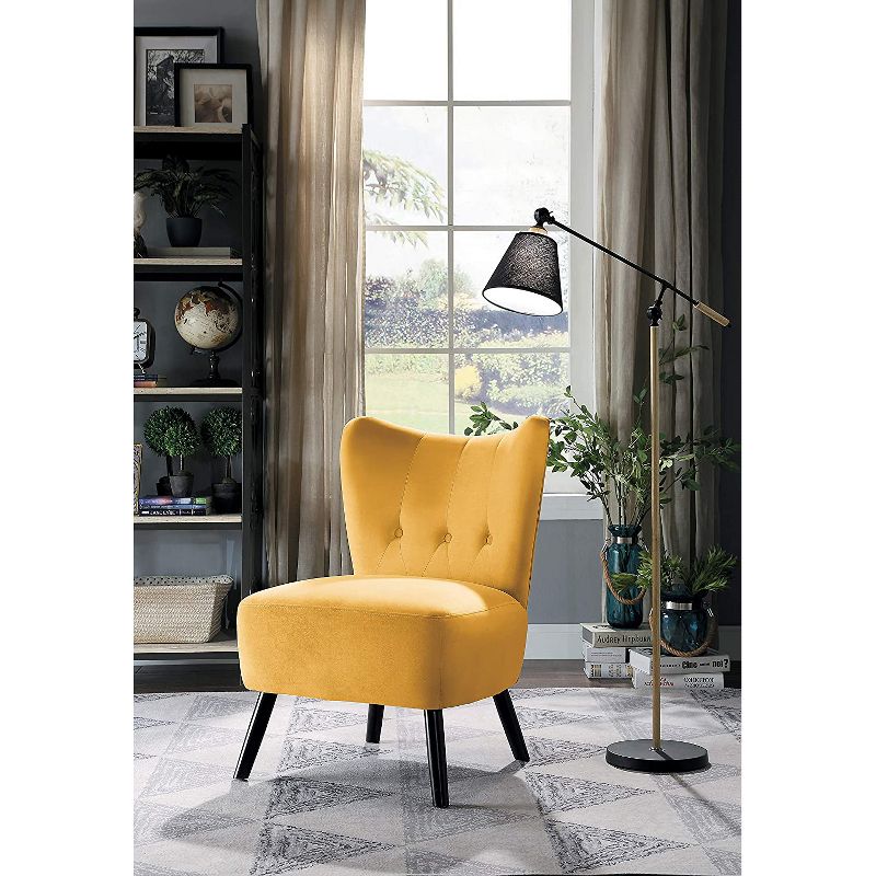 Homelegance Imani Mid Century Modern Velvet Accent Upholstered Living Room Bedroom Lounge Chair, Yellow