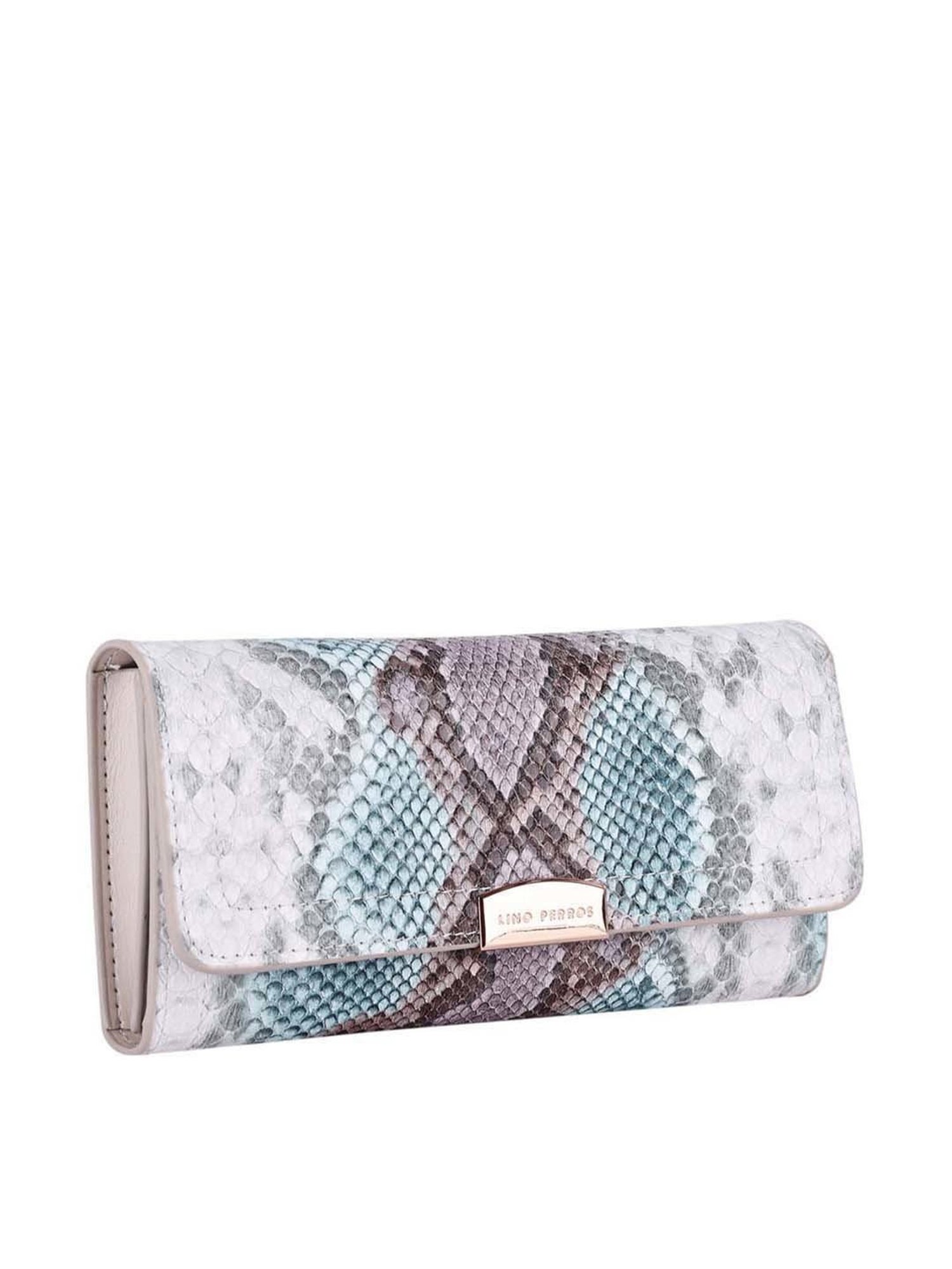 Lino Perros Grey Animal Effect Tri-Fold Wallet for Women