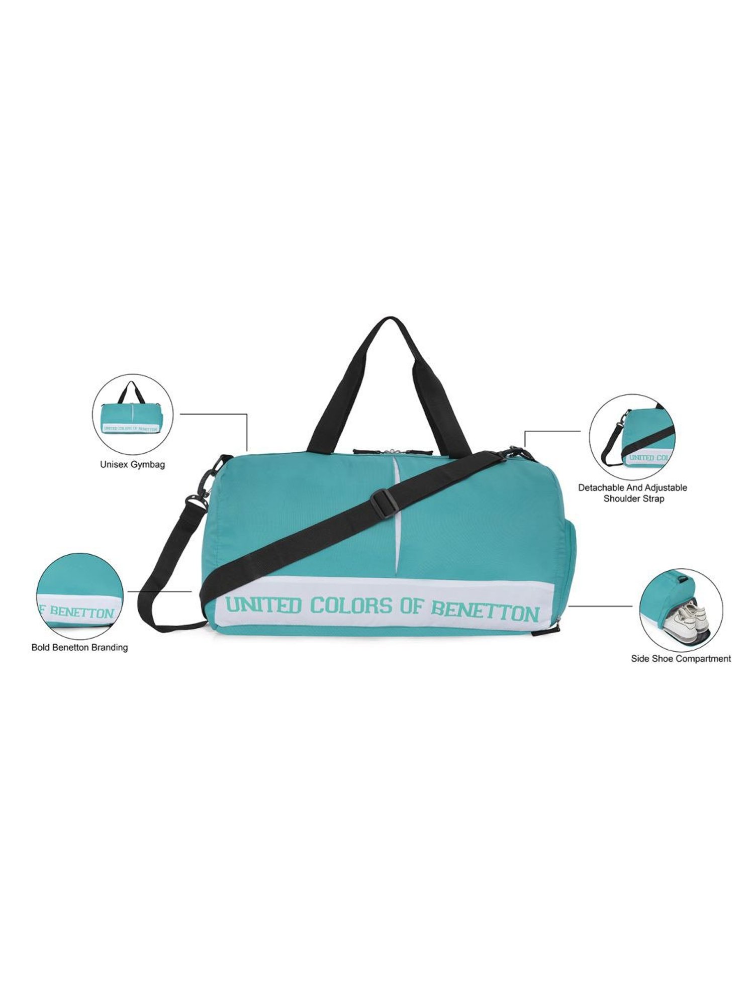 United Colors of Benetton Cadmium Green Polyester Solid Duffle Bag